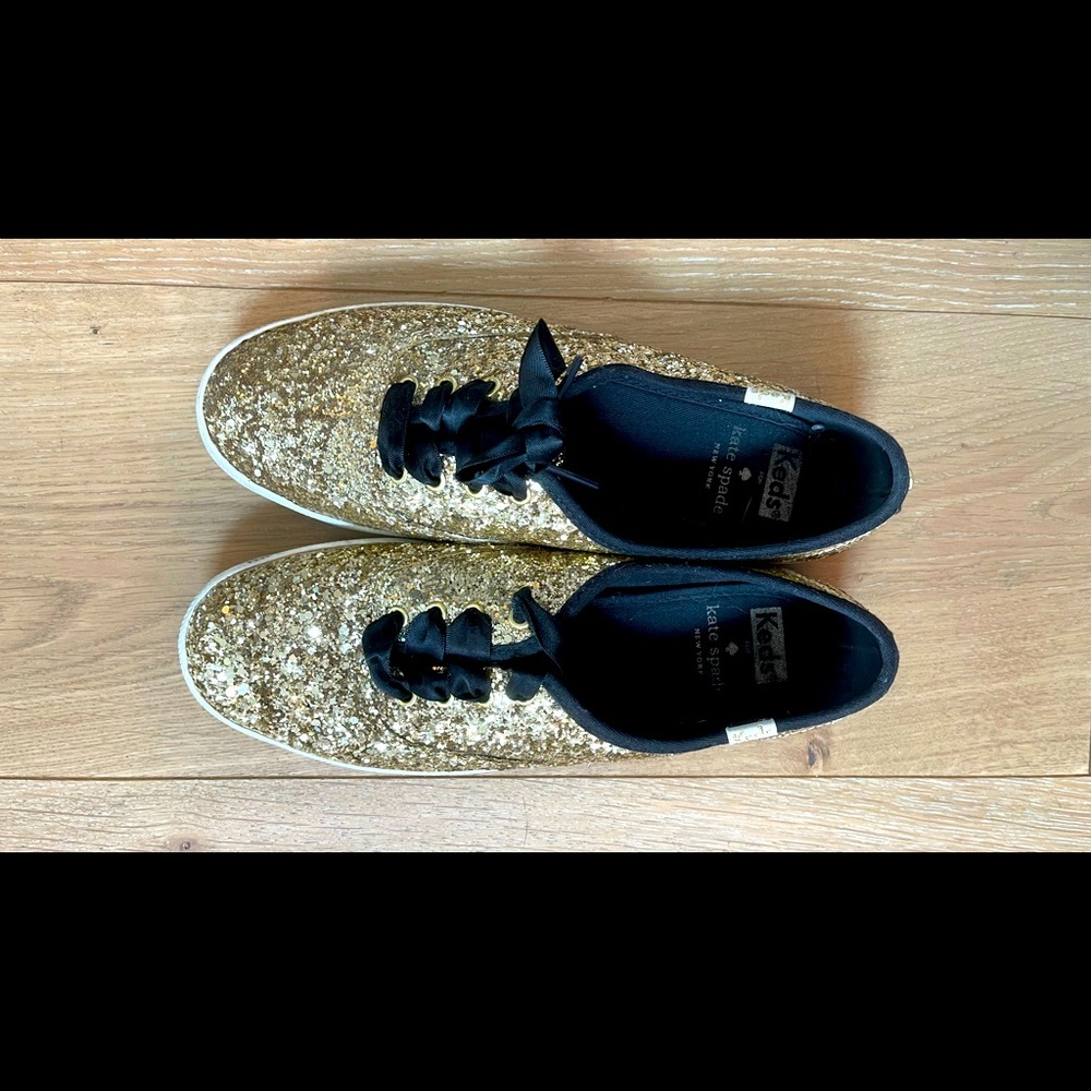 EUC Kate Spade x Keds Gold Glitter Sneakers SZ 6.5